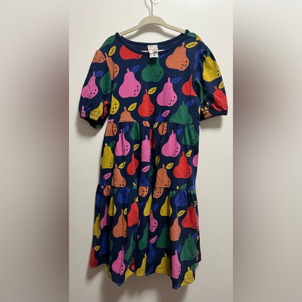 Hanna Andersson Pear Print Twirly Dress Kids Size 6-7